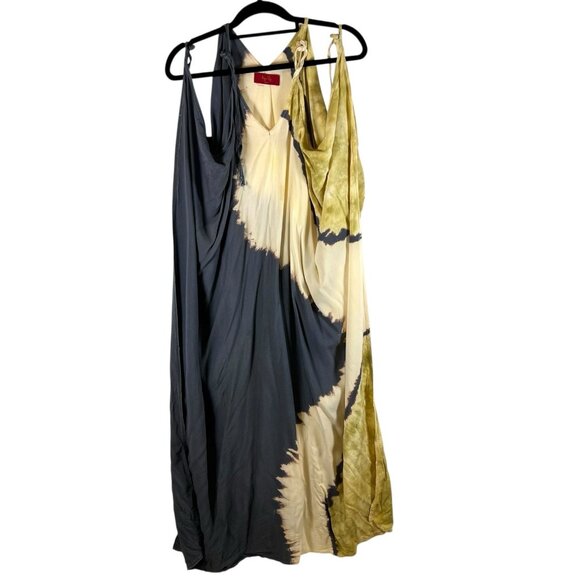 KY's Tie Dye Maxi Dress V Neck Sleeveless Casual Flowy Sundress - Picture 1 of 9